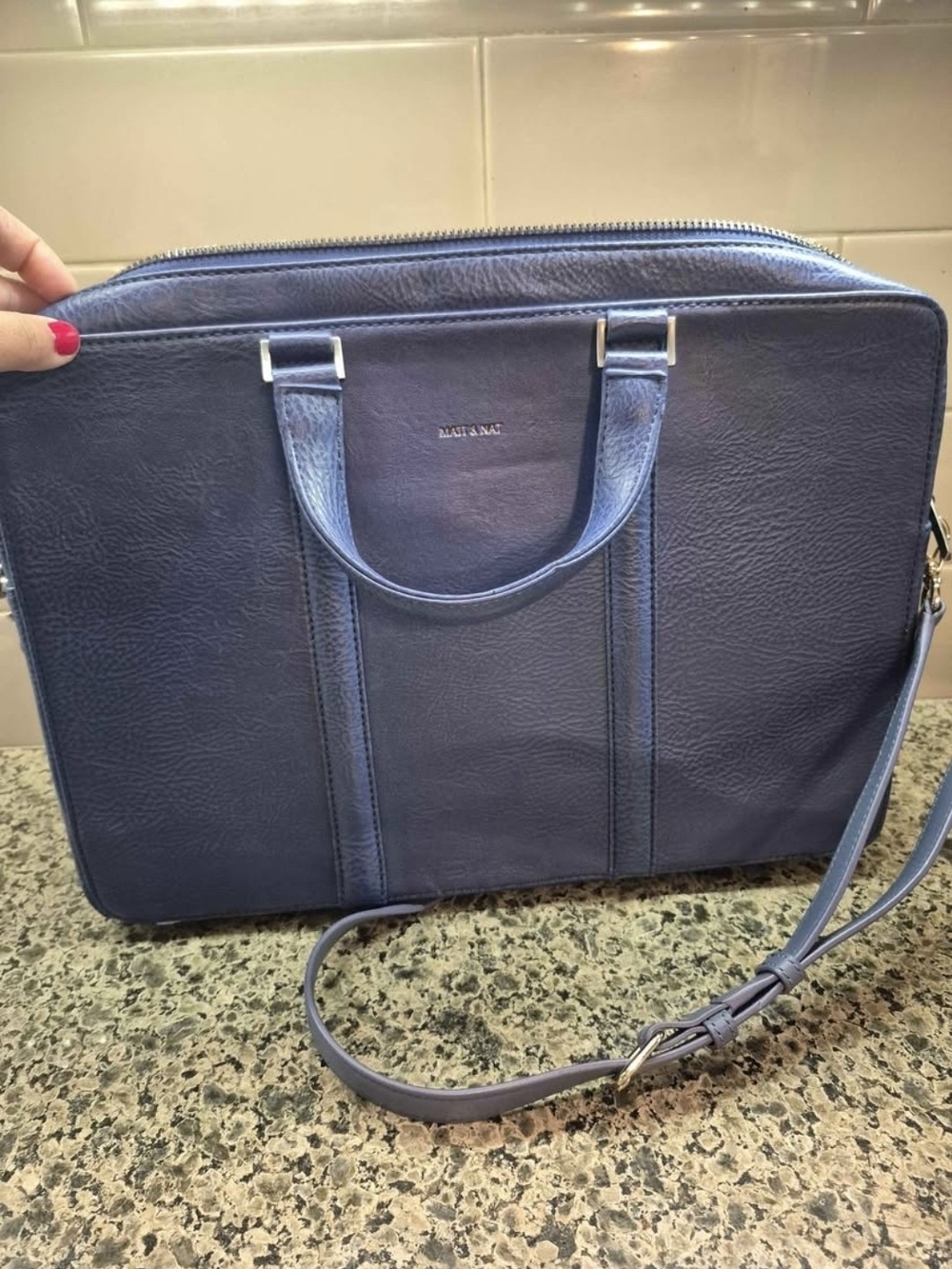 Matt & Nat Navy Vegan Leather Briefcase